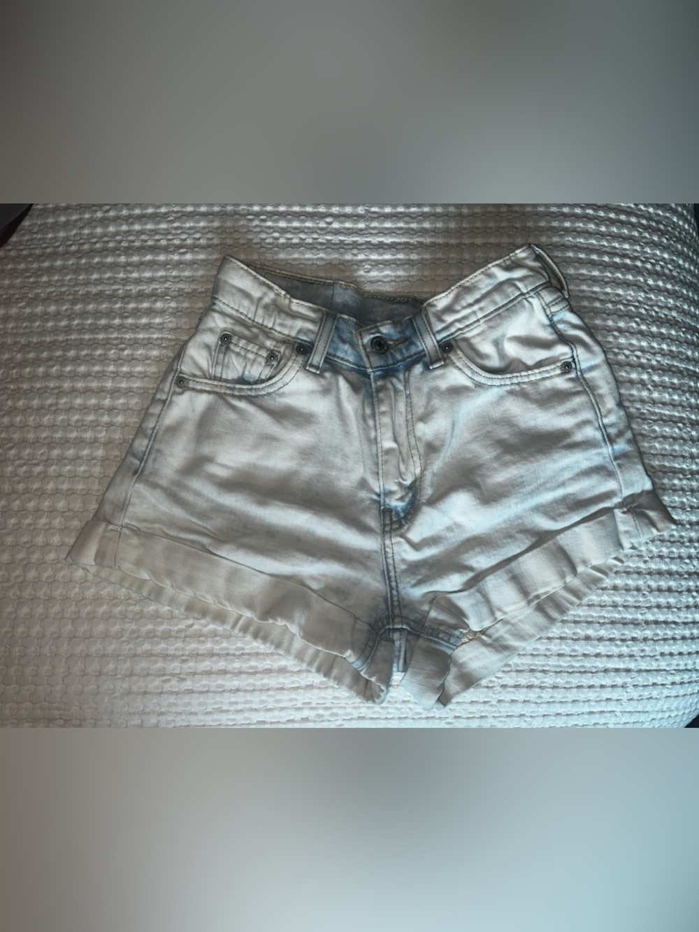 Levi's Pale Blue Denim High-Waist Shorts